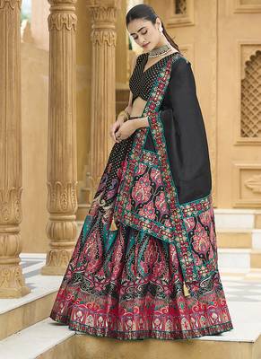Black color Jacquard Lehenga choli with Dupatta 4