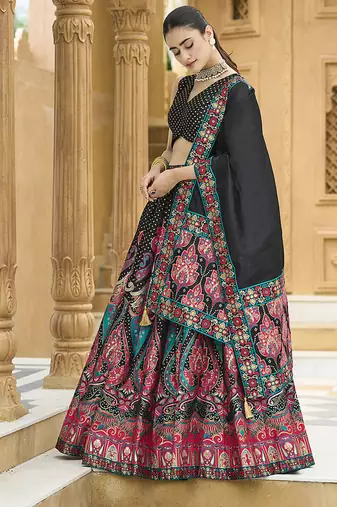 Black color Jacquard Lehenga choli with Dupatta