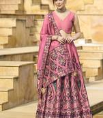 Charming Pink color Jacquard Lehenga choli with Dupatta