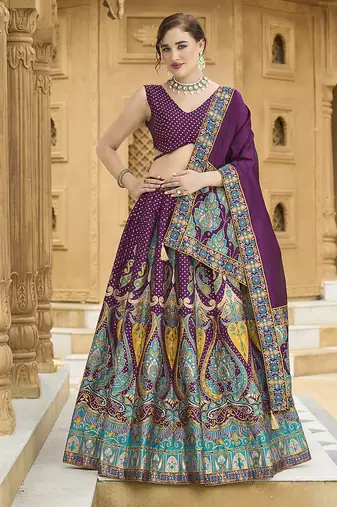 Charming Wine color Jacquard Lehenga choli with Dupatta