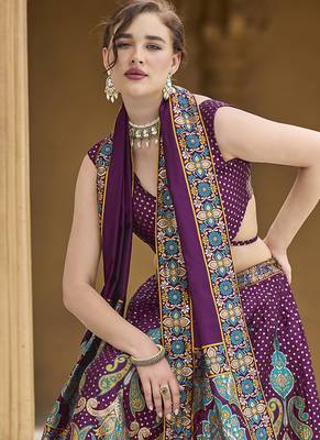 Wine color Jacquard Lehenga choli with Dupatta 2