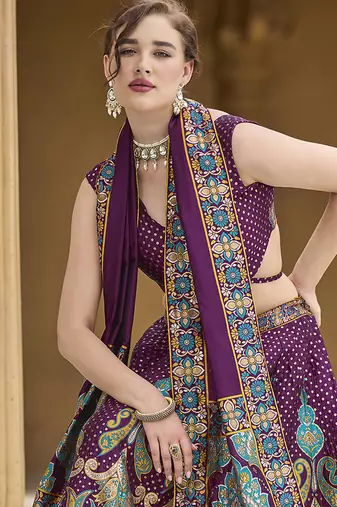 Wine color Jacquard Lehenga choli with Dupatta