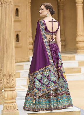 Wine color Jacquard Lehenga choli with Dupatta 3