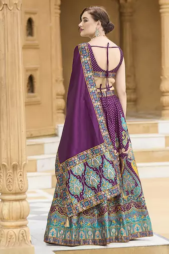 Wine color Jacquard Lehenga choli with Dupatta