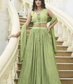 Designer Lehenga Choli Crush Silk in Light Green