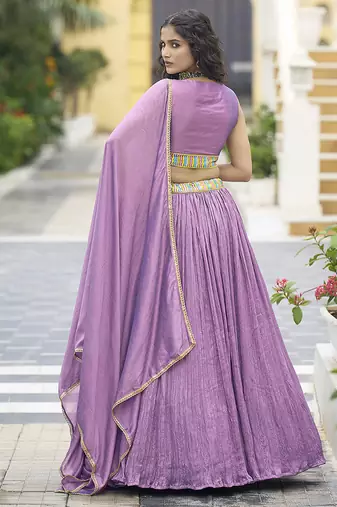 Crush silk blend Lehenga Choli in Lavender