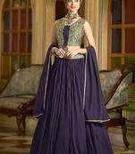Designer Lehenga Choli Crush Silk in Wine