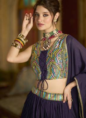 Designer Lehenga Choli Crush Silk in Wine 2