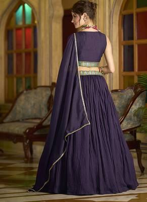 Designer Lehenga Choli Crush Silk in Wine 3