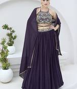 Wine Festive Look with Silk Crush Lehenga Choli