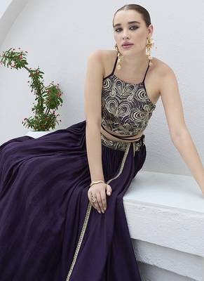 Wine silk blend Crush Lehenga Choli 2