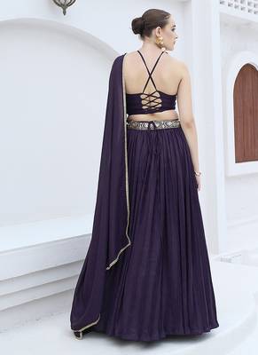 Wine silk blend Crush Lehenga Choli 3