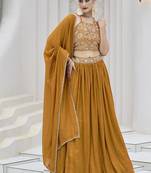 Mustard Festive Look with Silk Crush Lehenga Choli