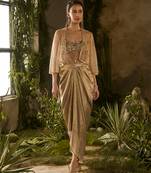 Gold embroidered silk co ord set