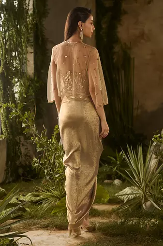 Gold embroidered silk co ord set