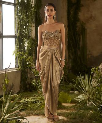 Gold embroidered silk co ord set 4