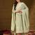 Women green chanderi woven design straight kurta trouser with dupatta