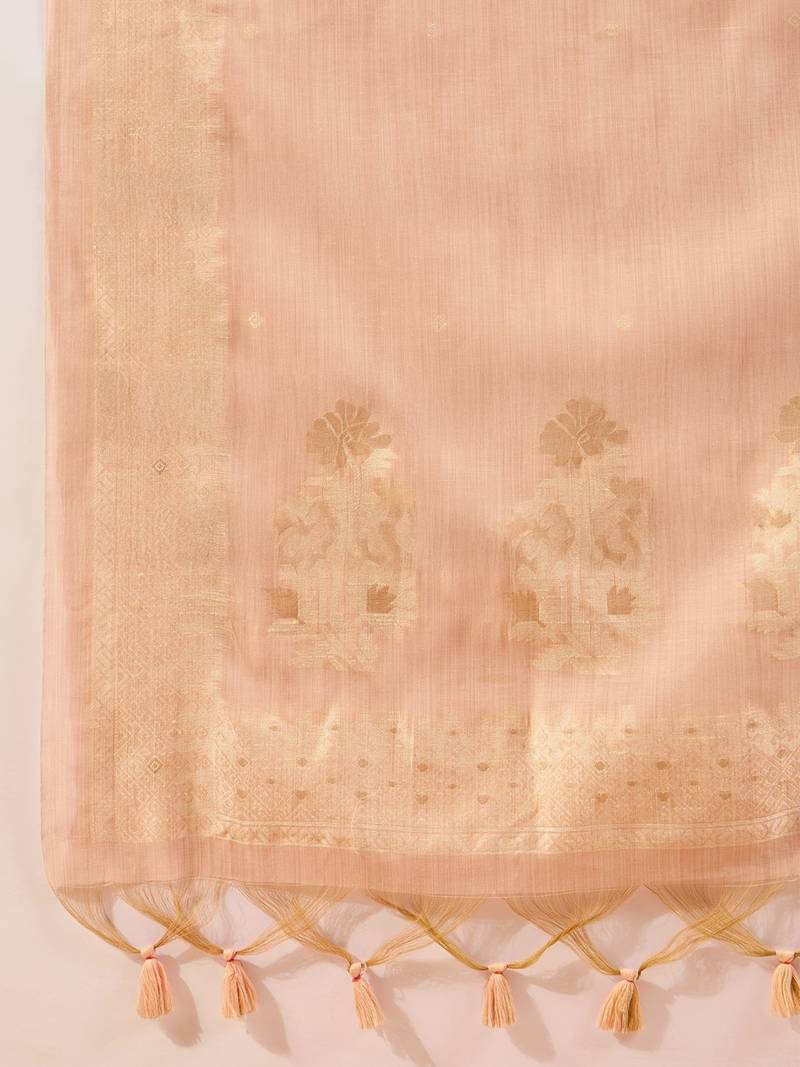 Women nude chanderi self design straight kurta trouser with dupatta