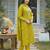 Women yellow silk blend bandhani embroidered straight kurta trousers with dupatta