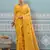 Yellow colour flour printed silk saree with blouse wedding wear saree