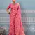 Pink colour flour printed silk saree with blouse wedding wear saree