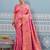 Pink colour flour printed silk saree with blouse wedding wear saree
