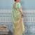 Green colour flour printed silk saree with blouse wedding wear saree