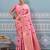 Ligth pink colour flour printed silk saree with blouse wedding wear saree