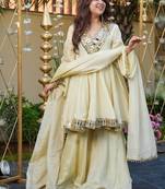 Cream Embroidered sharara Set