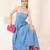 navy blue cotton kurta top with tropical print design
