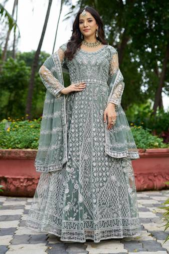 NET SEMI STITCHED SEQUENCE WORK EMBROIDERY WORK LEHENGA CHOLI 