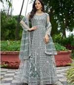 NET SEMI STITCHED SEQUENCE WORK EMBROIDERY WORK LEHENGA CHOLI 