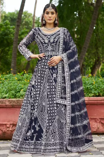 NET SEMI STITCHED SEQUENCE WORK EMBROIDERY WORK LEHENGA CHOLI 