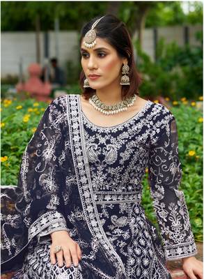 NET sequin WORK EMBROIDERY WORK LEHENGA CHOLI  3