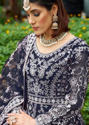 NET sequin WORK EMBROIDERY WORK LEHENGA CHOLI  4