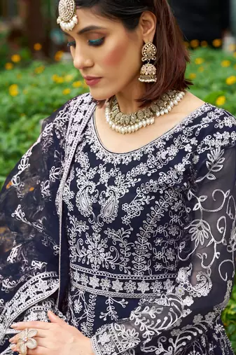 NET sequin WORK EMBROIDERY WORK LEHENGA CHOLI 