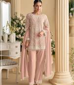 peach georgette salwar suit for women wedding wear-Full Stitched free size