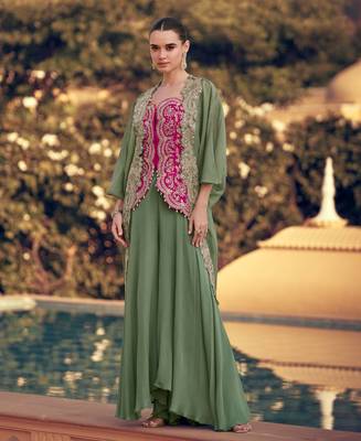 pista green crop top suit set for women -Full Stitched free size 1
