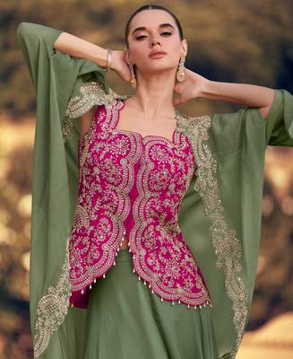 pista green crop top suit set for women -Full Stitched free size 2
