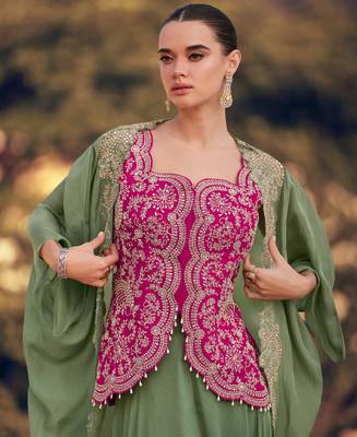 pista green crop top suit set for women -Full Stitched free size 3