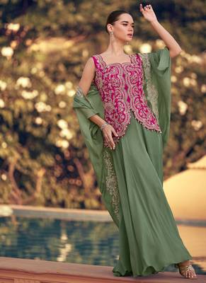 pista green crop top suit set for women -Full Stitched free size 4