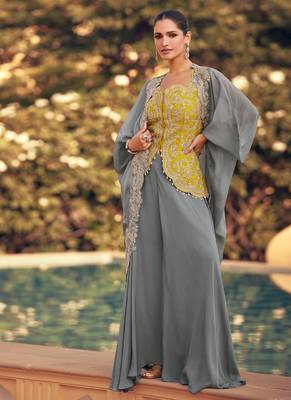 grey crop top suit set for women -Full Stitched free size 1