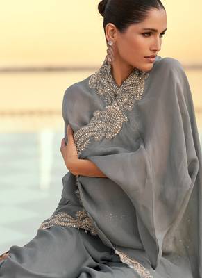 grey crop top suit set for women -Full Stitched free size 2