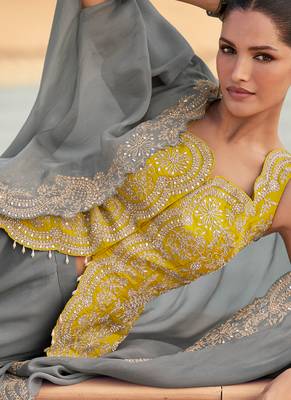 grey crop top suit set for women -Full Stitched free size 4