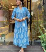 	Floral Printed Rayon Kurta Set With Dupatta