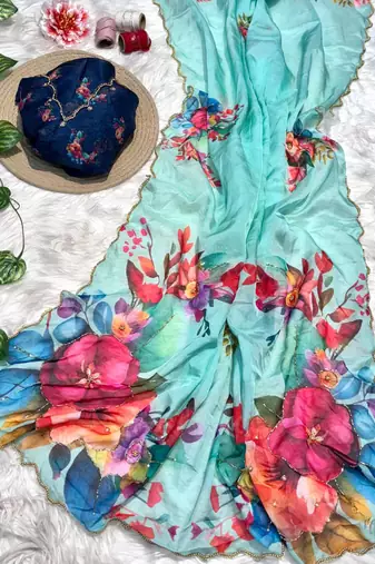 tabby silk soft sky blue saree for women party wear