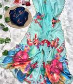 tabby silk soft sky blue saree for women party wear