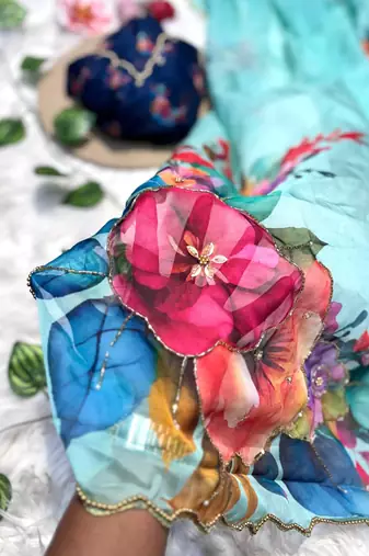 tabby silk soft sky blue saree for women party wear