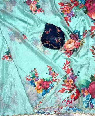 tabby silk soft sky blue saree for women party wear 3