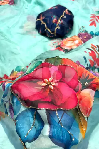 tabby silk soft sky blue saree for women party wear